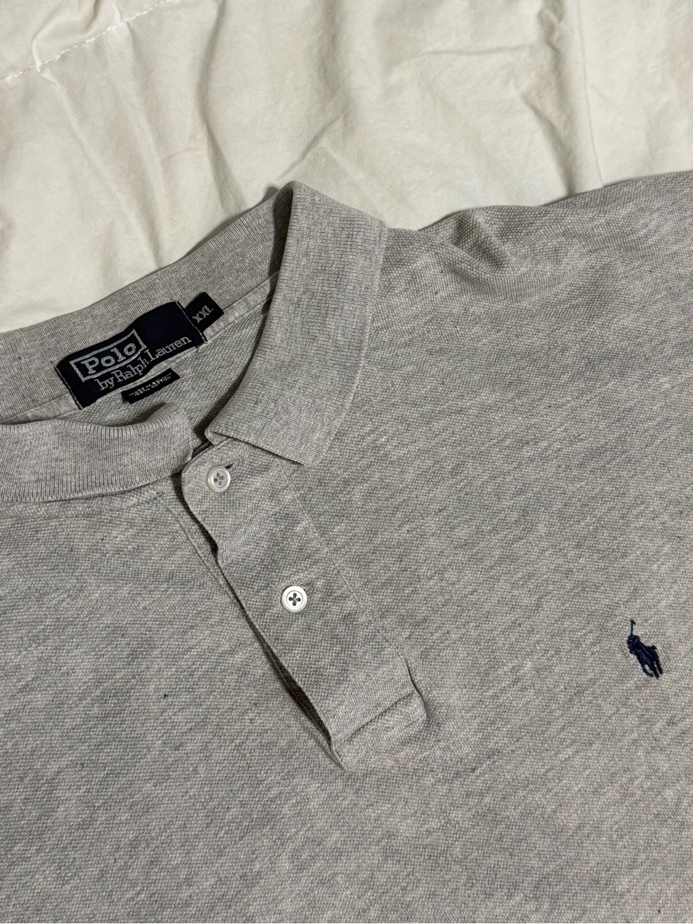 Ralph Lauren Light Gray Polo Shirt with Navy Pony
